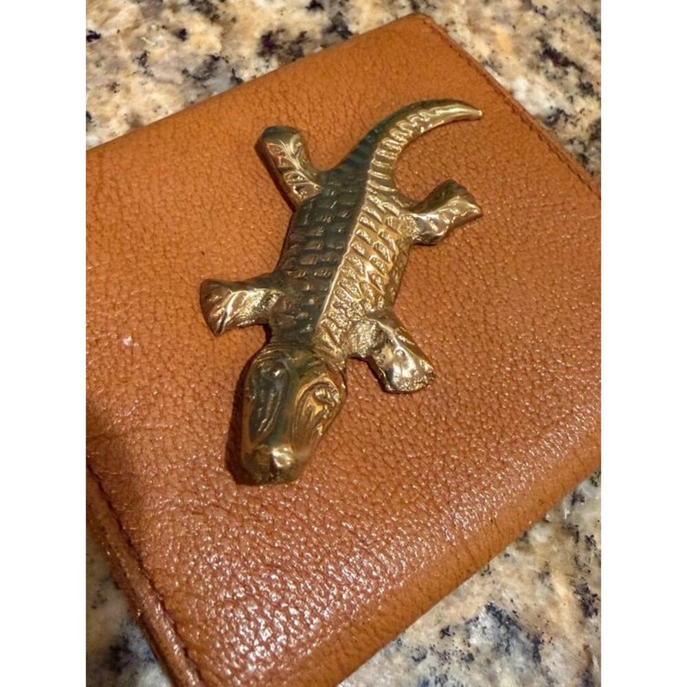 Vintage Brass Alligator Figurine Hollow Back Sand Cast Crocodile Paperweight MCM